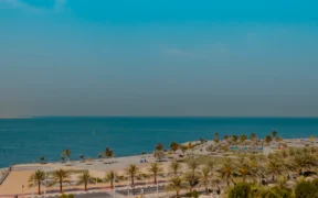 Sea and coastline at Al Marjan Island in Ras Al Khaimah, UAE.