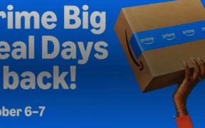 Amazon Prime Big Deal Days 2026 banner with a Prime-taped package and October 6–7 event dates.